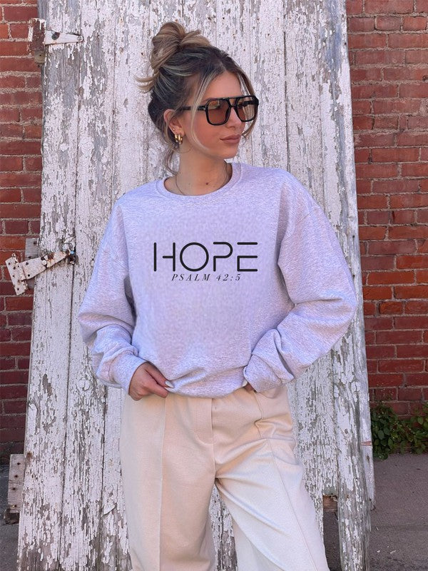 Hope Psalm 42:5 Cozy Crewneck Sweatshirt
