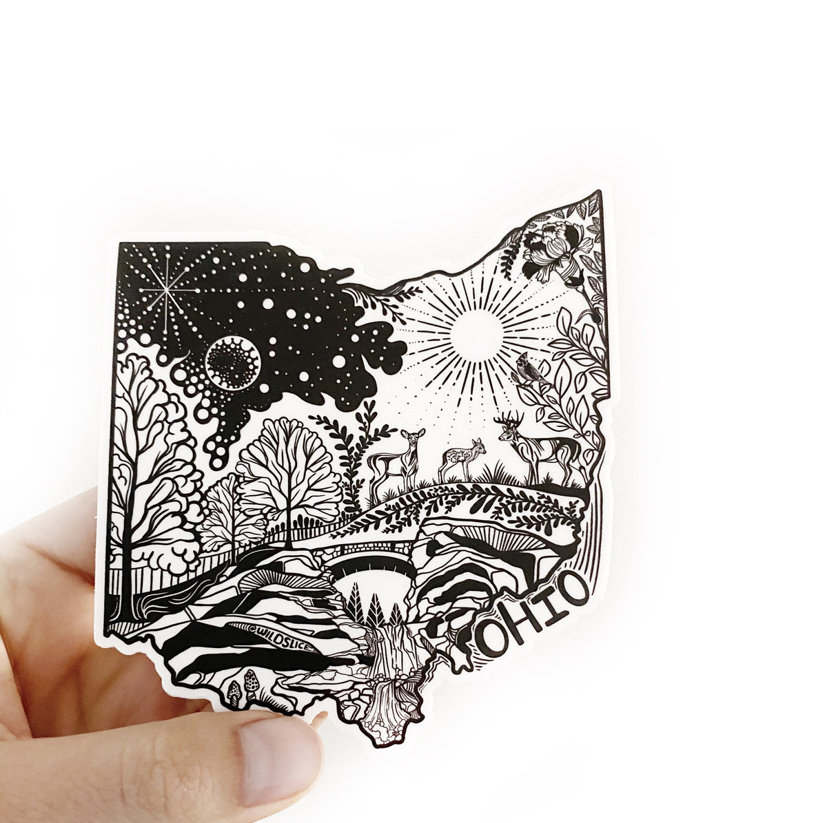 Ohio State Sticker 4" Weatherproof and durable, Outdoor sticker, Travel sticker, Wanderlust, Moon , Trees