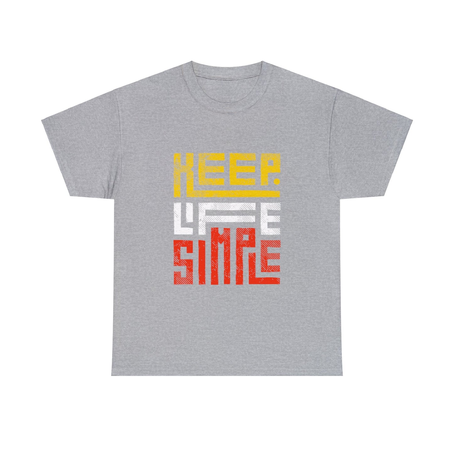 Keep Life Simple Red and Yellow Lettering Unisex Heavy Cotton Tee