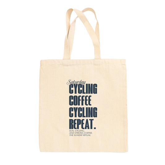 Saturday Cycling and Coffee Tote Bag