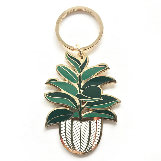 Rubber Tree Plant Keychain